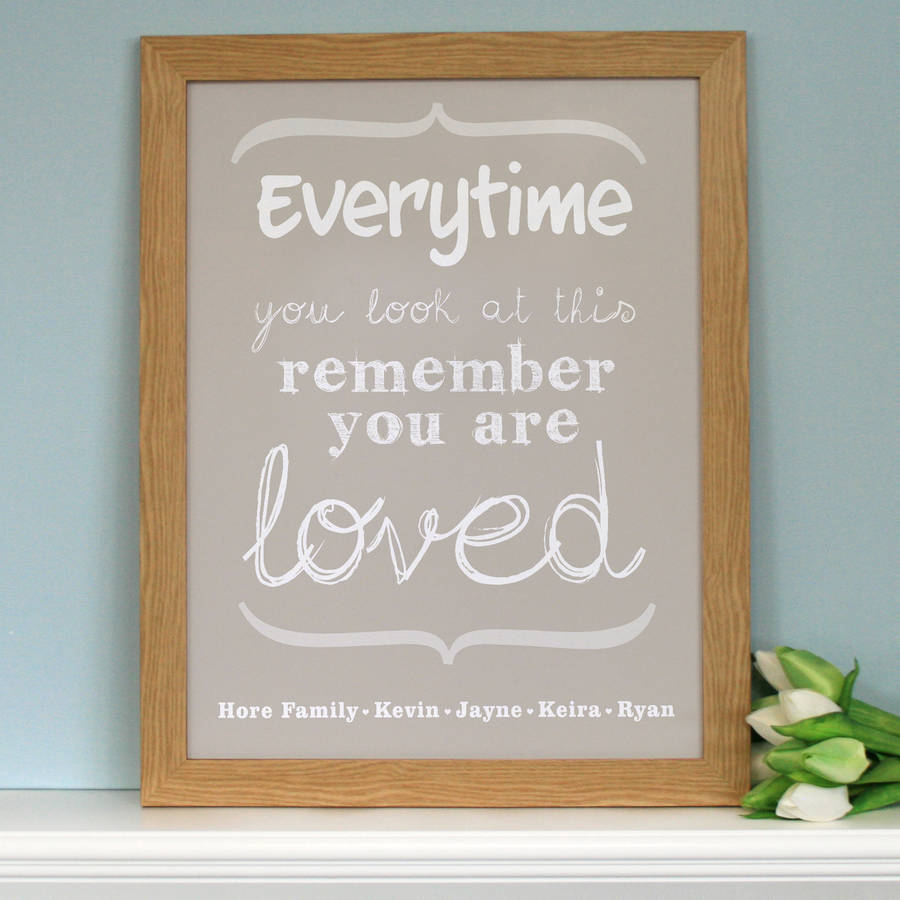 personalised 'you are loved' art print by cherry pete