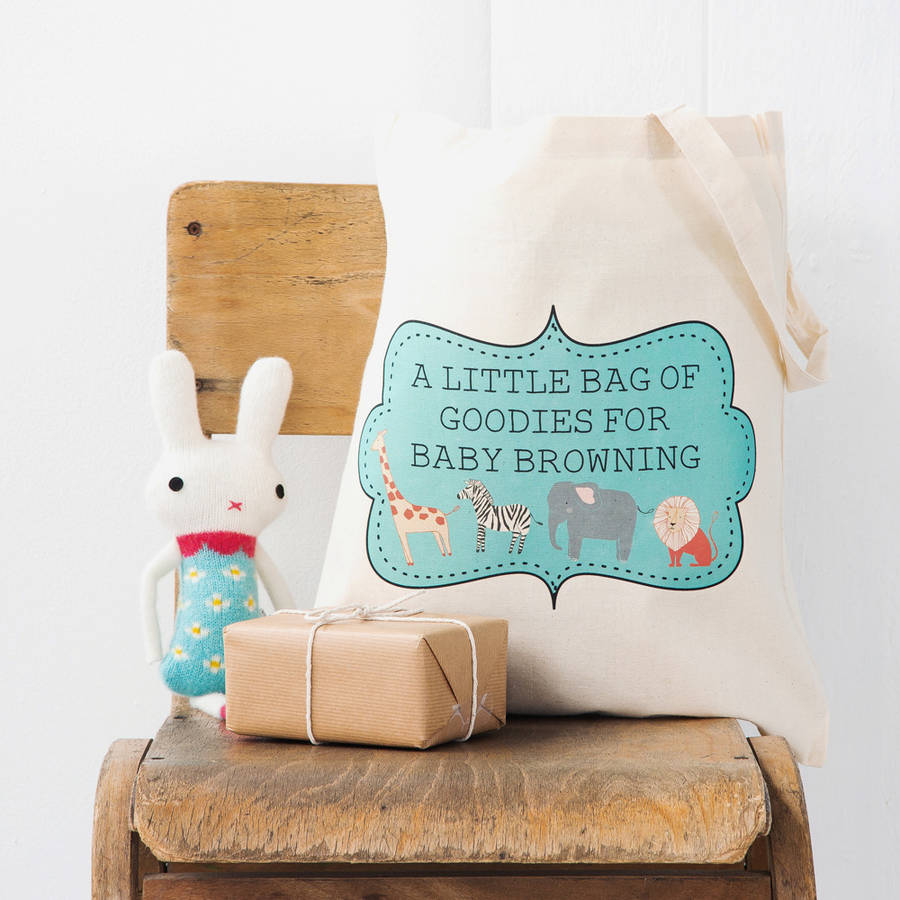 personalised baby shower bag by lou brown designs