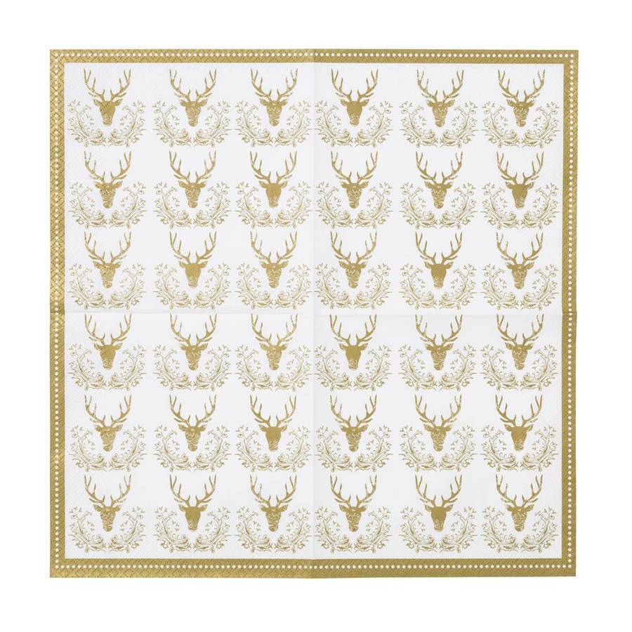 christmas gold stag napkins by postbox party