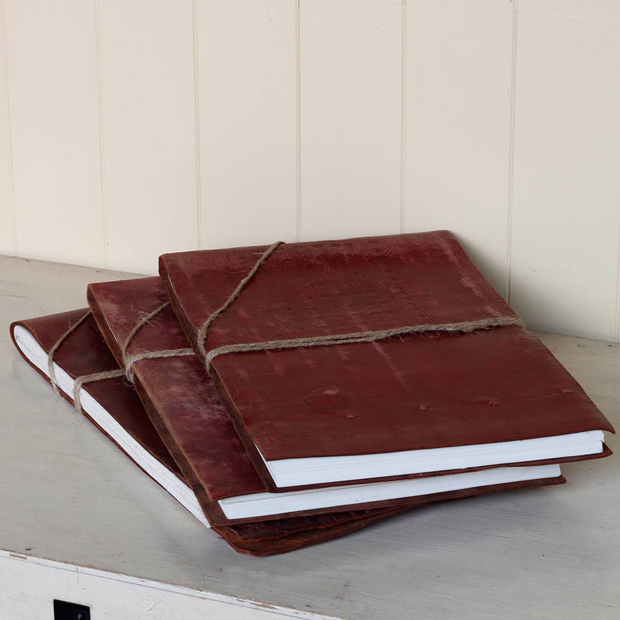 extra large antique leather keepsake journal by scaramanga
