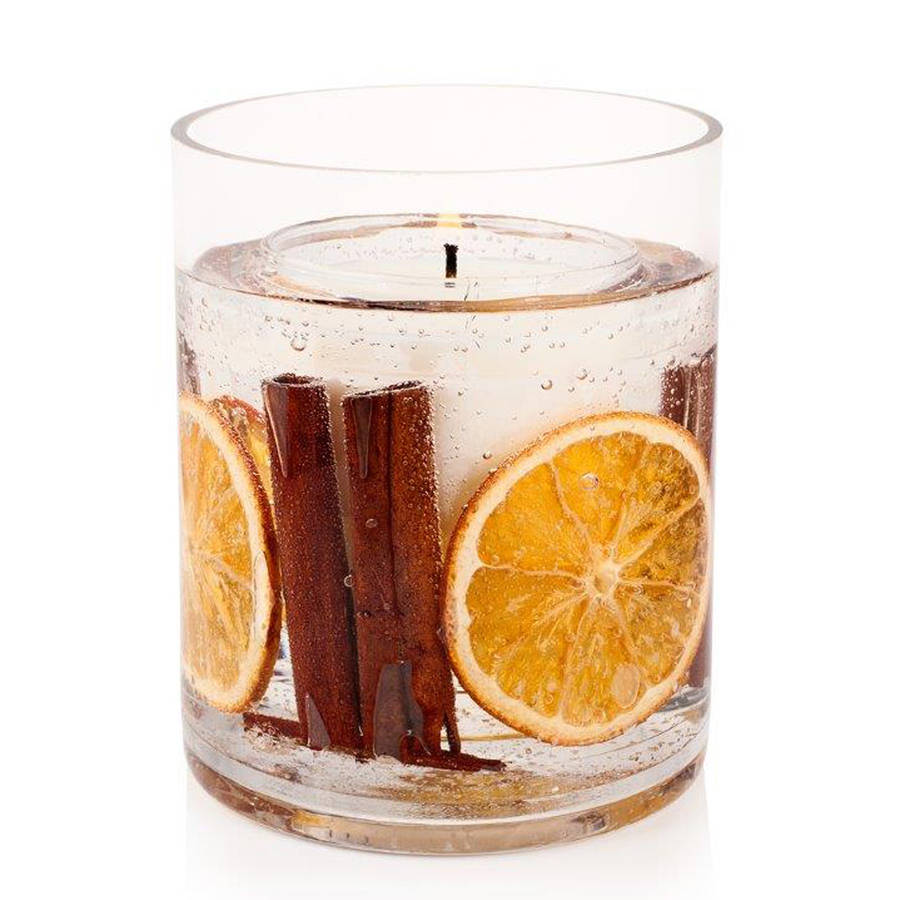 cinnamon and orange gel vase candle by red berry apple