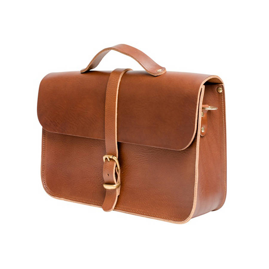leather retro briefcase satchel by n'damus london