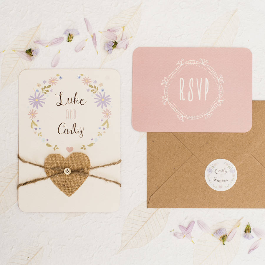 boho floral wedding invitation by something kinda cute