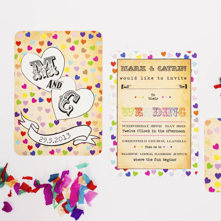 confetti love wedding invitation by something kinda cute
