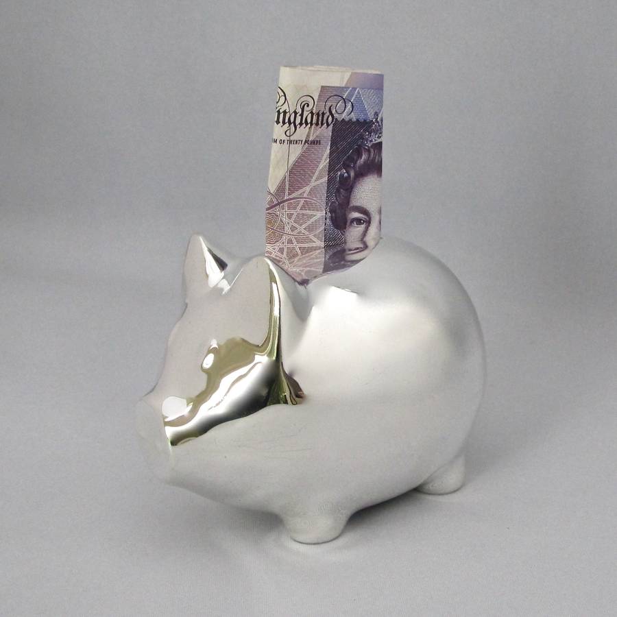 silver teddy bear piggy bank