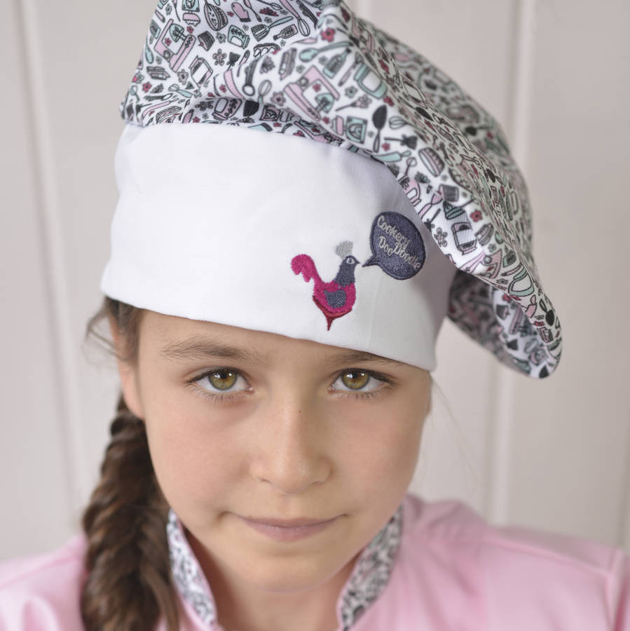 child's baking print chef hat by cookery doodle doo
