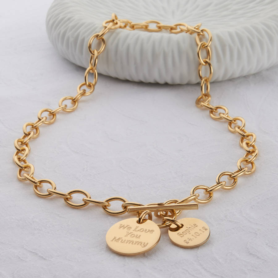 personalised gold charm chain necklace by hurleyburley