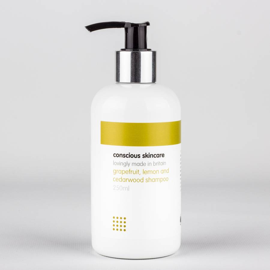 organic shampoo, zesty grapefruit and lemon by conscious skincare
