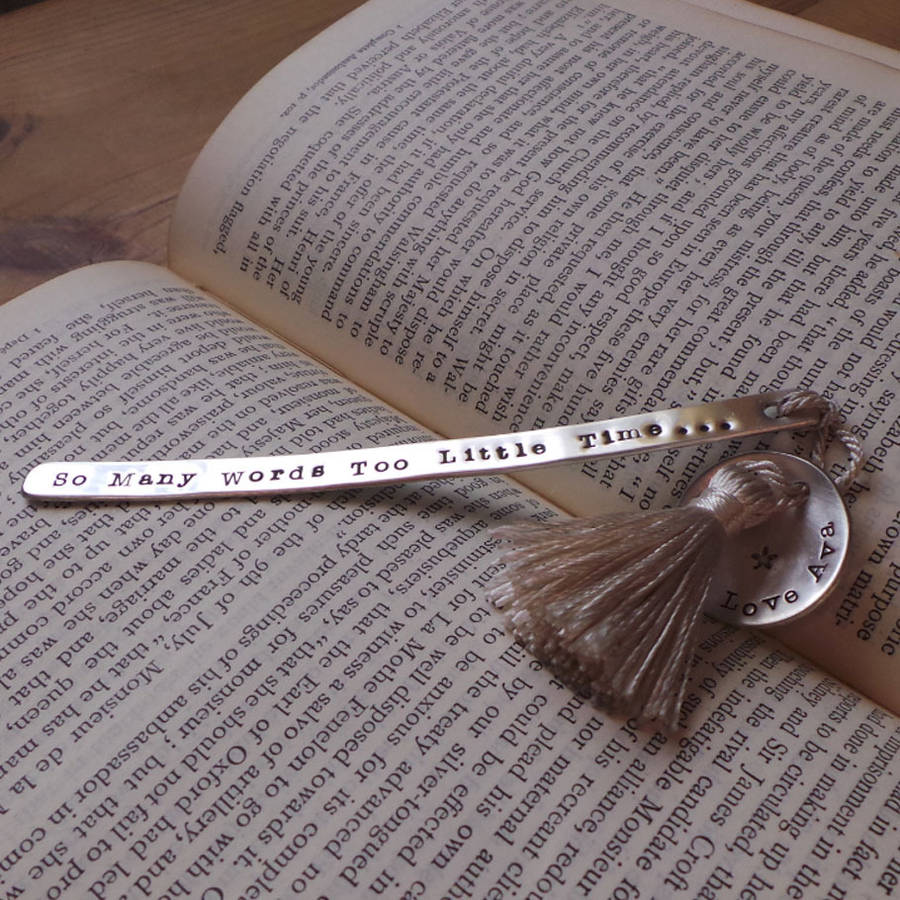 personalised silver bookmark with tassel by & french