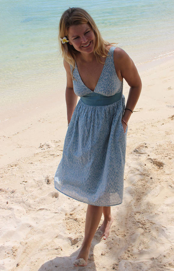 aqua pleated shimmer gown