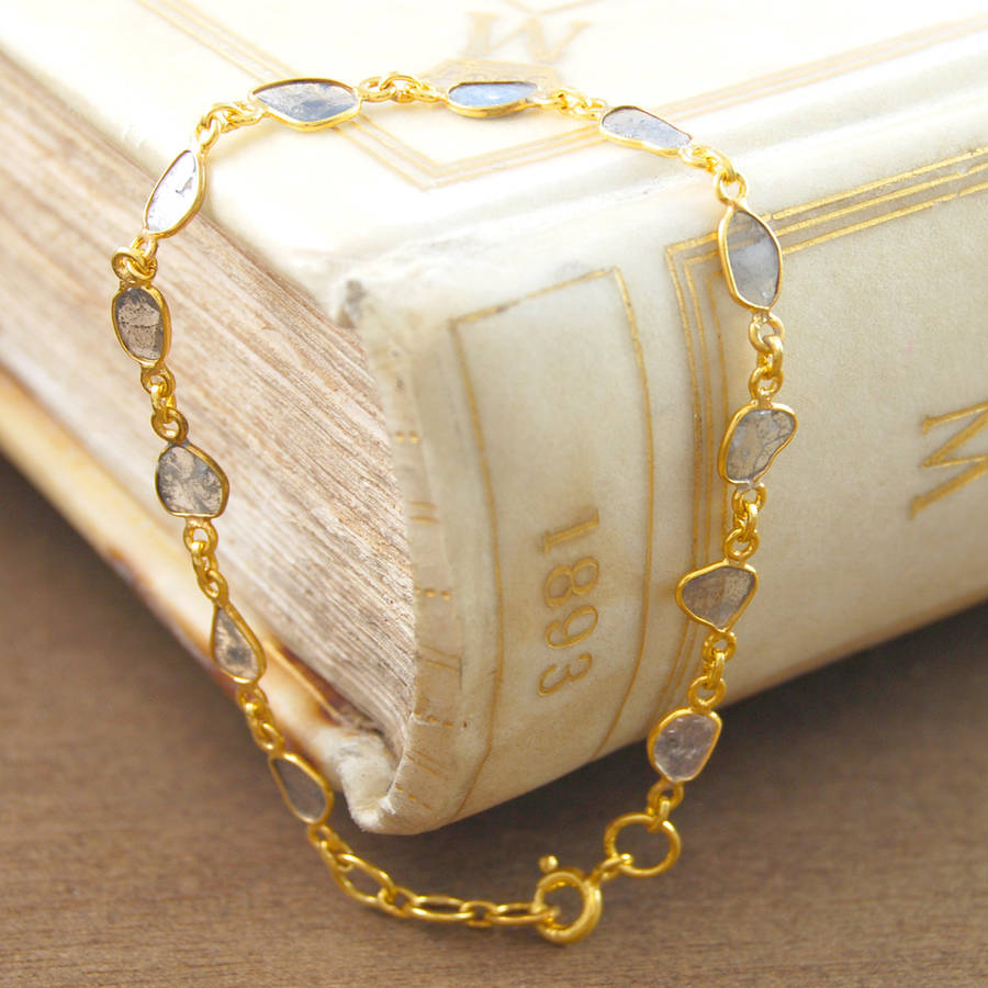 14 slice diamond birthstone gift gold bracelet by embers gemstone