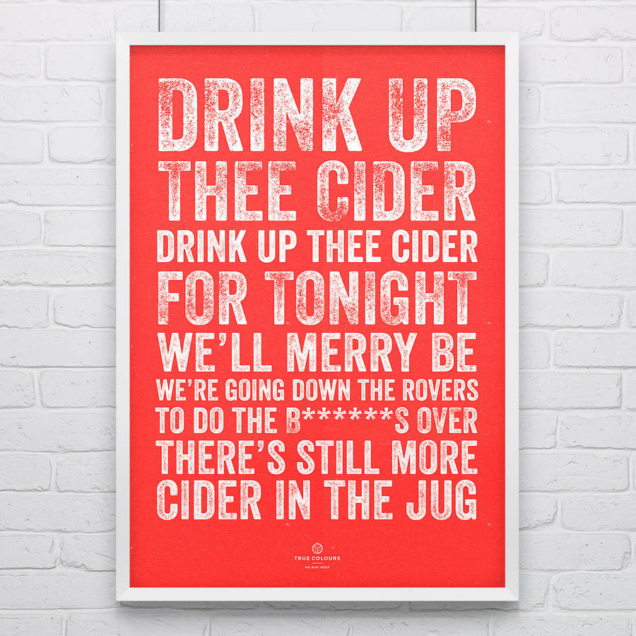 bristol city 'drink up thee cider' football song print by true colours