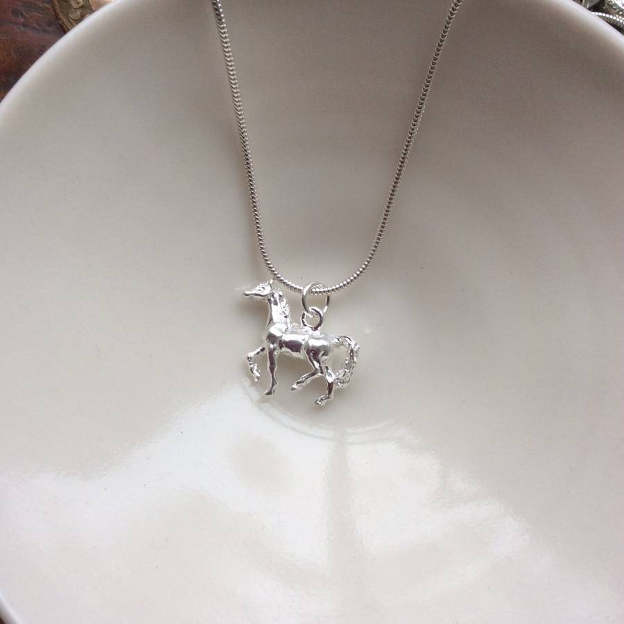 Sterling Silver Horse Charm Necklace By Lime Tree Design