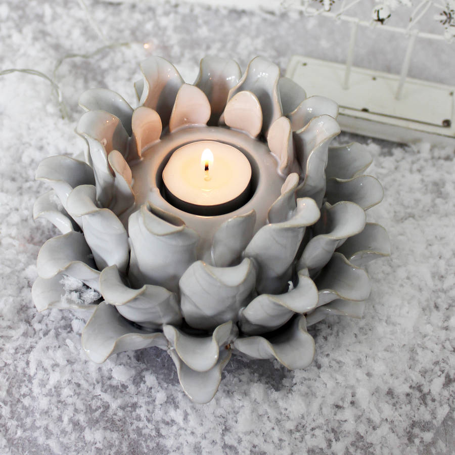white ceramic tea light holder by marquis & dawe