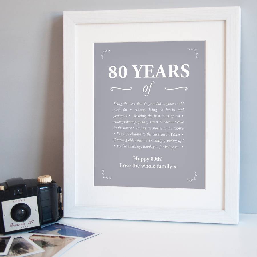 personalised 80th birthday print by elephant grey