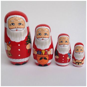 santa babushka russian doll set by pink pineapple home & gifts