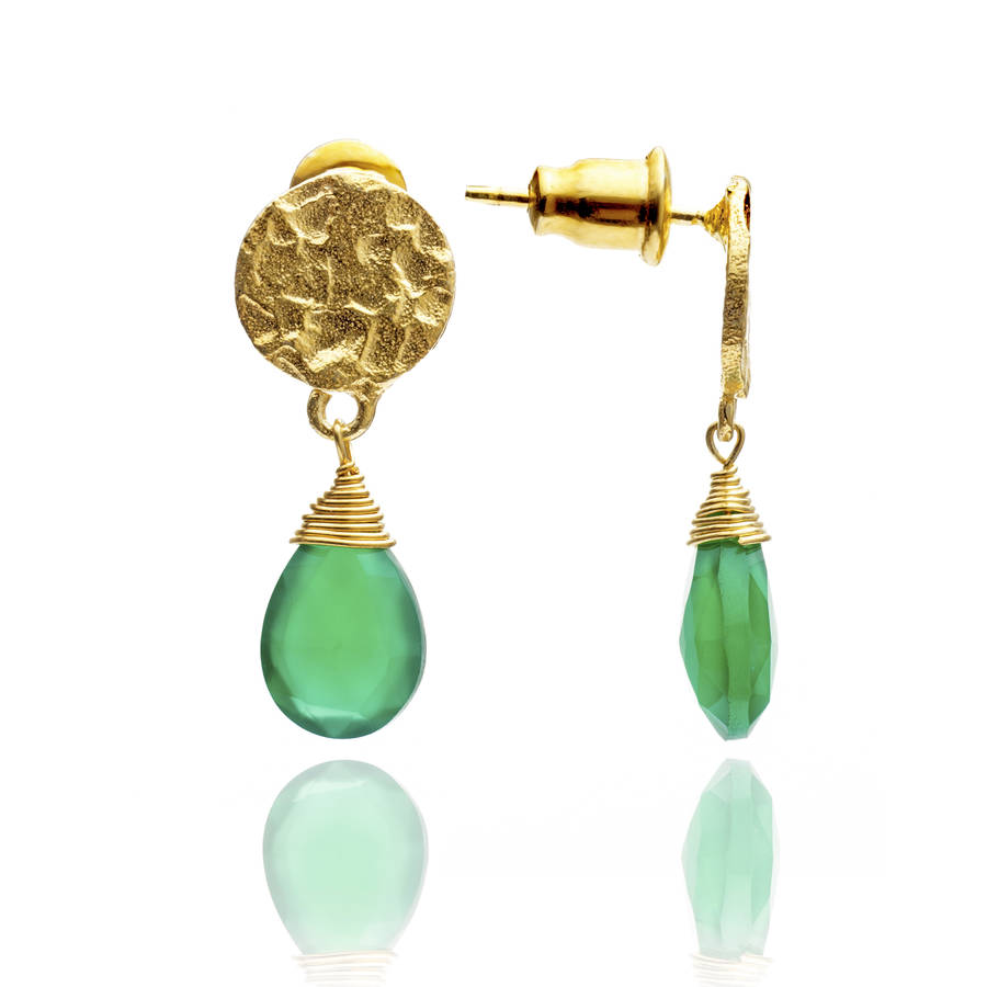 semi precious stone drop earrings by azuni london designer jewellery
