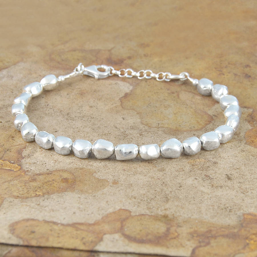 organic nugget solid sterling silver bracelet by otis jaxon silver jewellery
