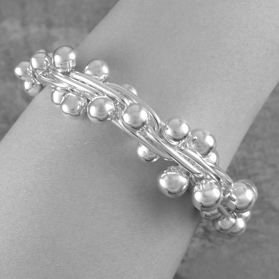 graduated solid peppercorn sterling silver bracelet by otis jaxon