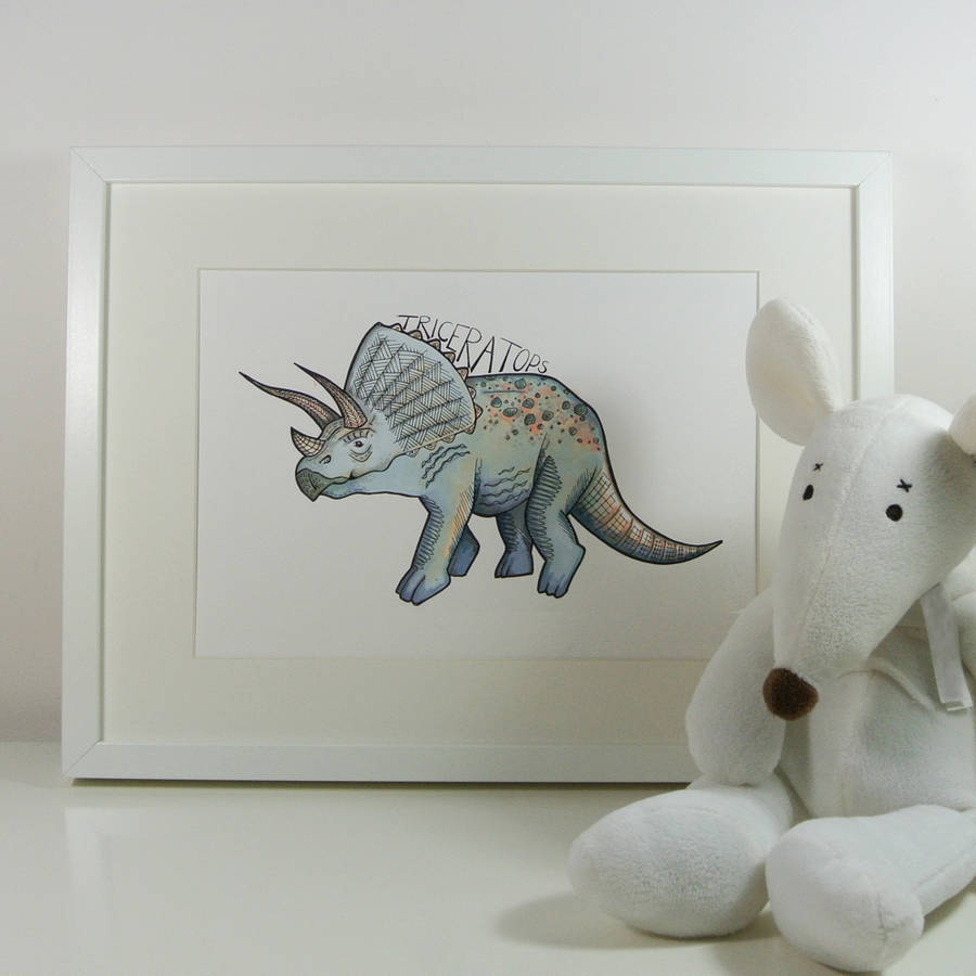 Triceratops Dinosaur Print By Bexiekimdesign