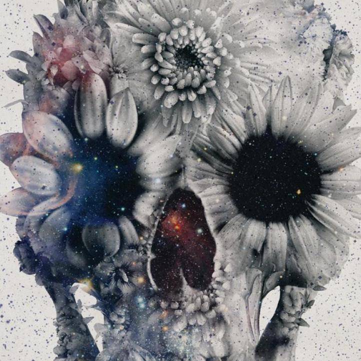 floral skull two art print by monde mosaic