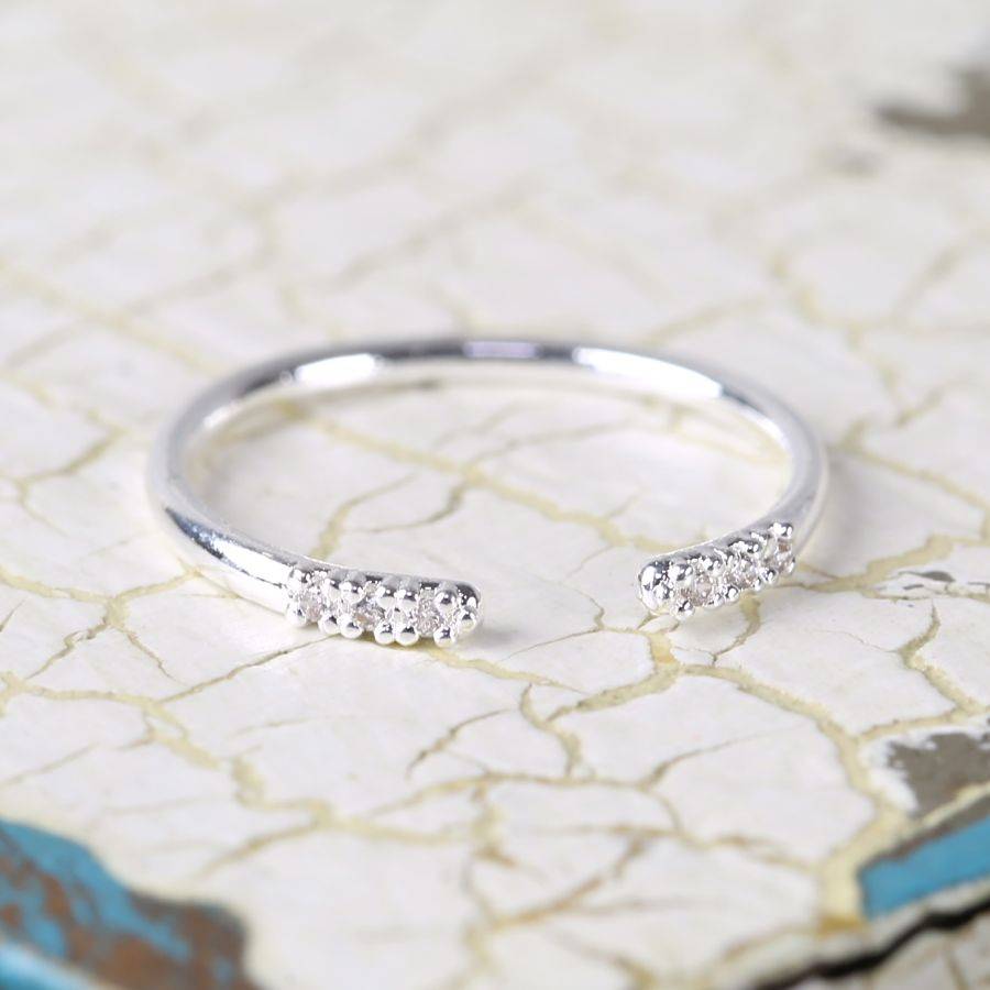 open style delicate diamante midi ring by lisa angel