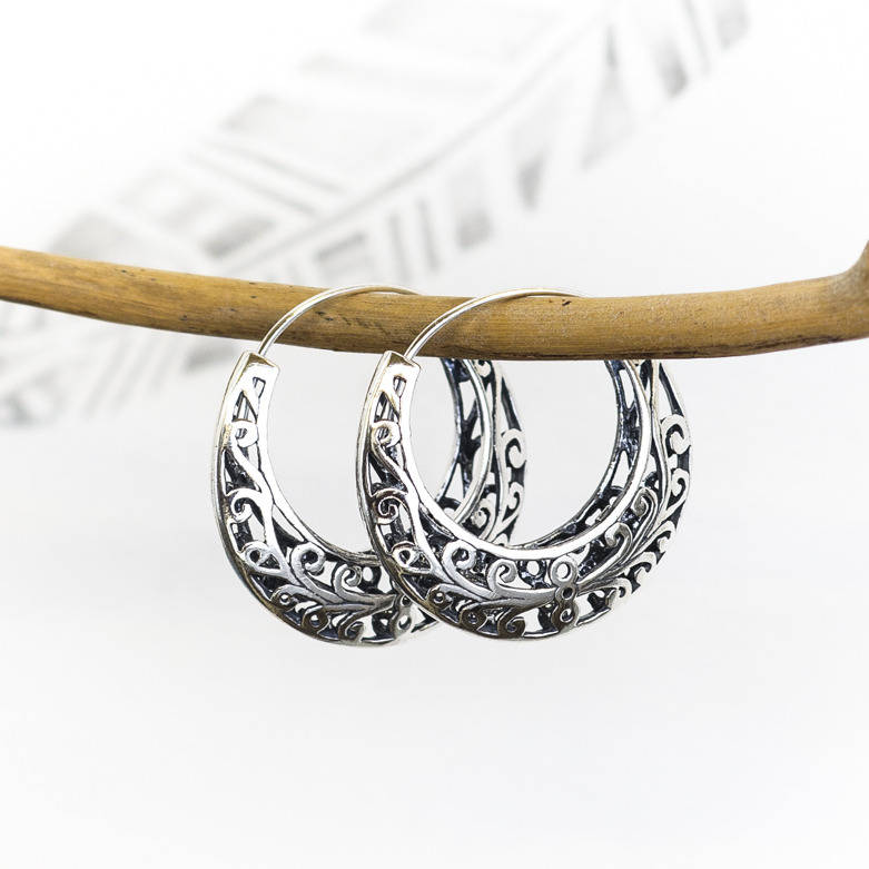 silver filigree hoop earrings by charlotte's web jewellery
