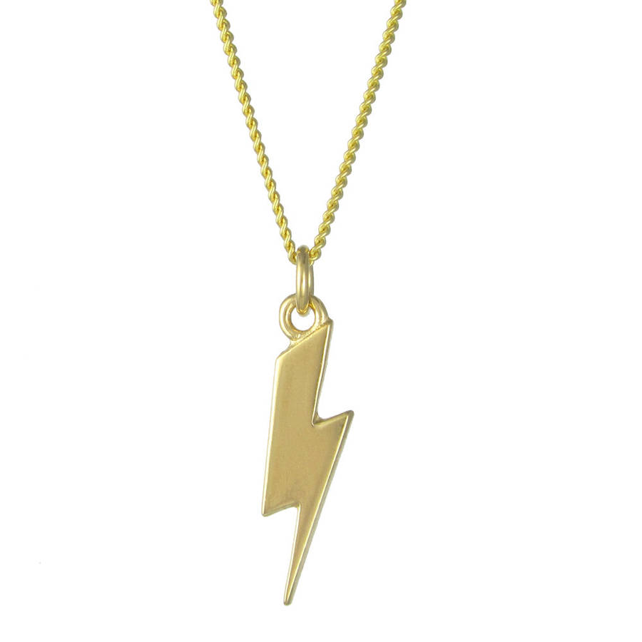 lightning bolt necklace brass by black pearl