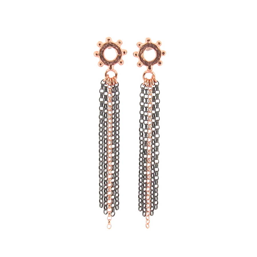 casia tassel earrings rose gold and black by ana verdun