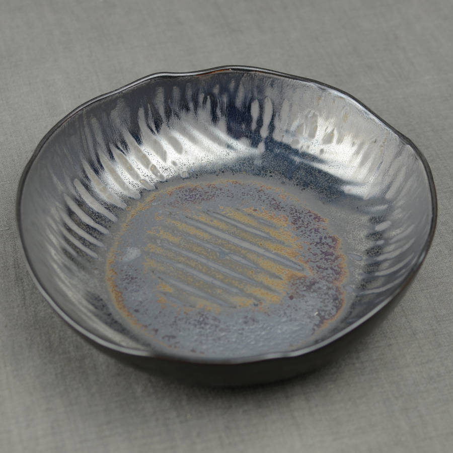 metallic glaze ceramic serving bowl by nom living