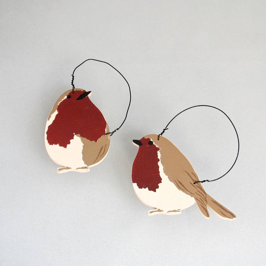wooden robin hanging decoration by chapel cards