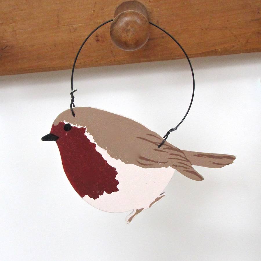 wooden robin hanging decoration by chapel cards