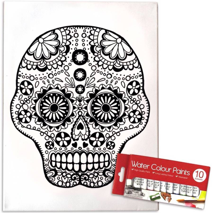 paint your own canvas kit skull by pink pineapple home & gifts