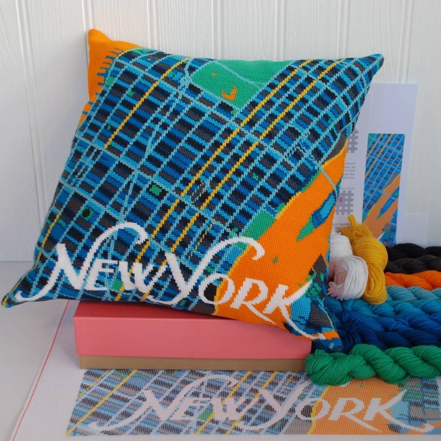 contemporary new york city map tapestry kit by hannah bass contemporary