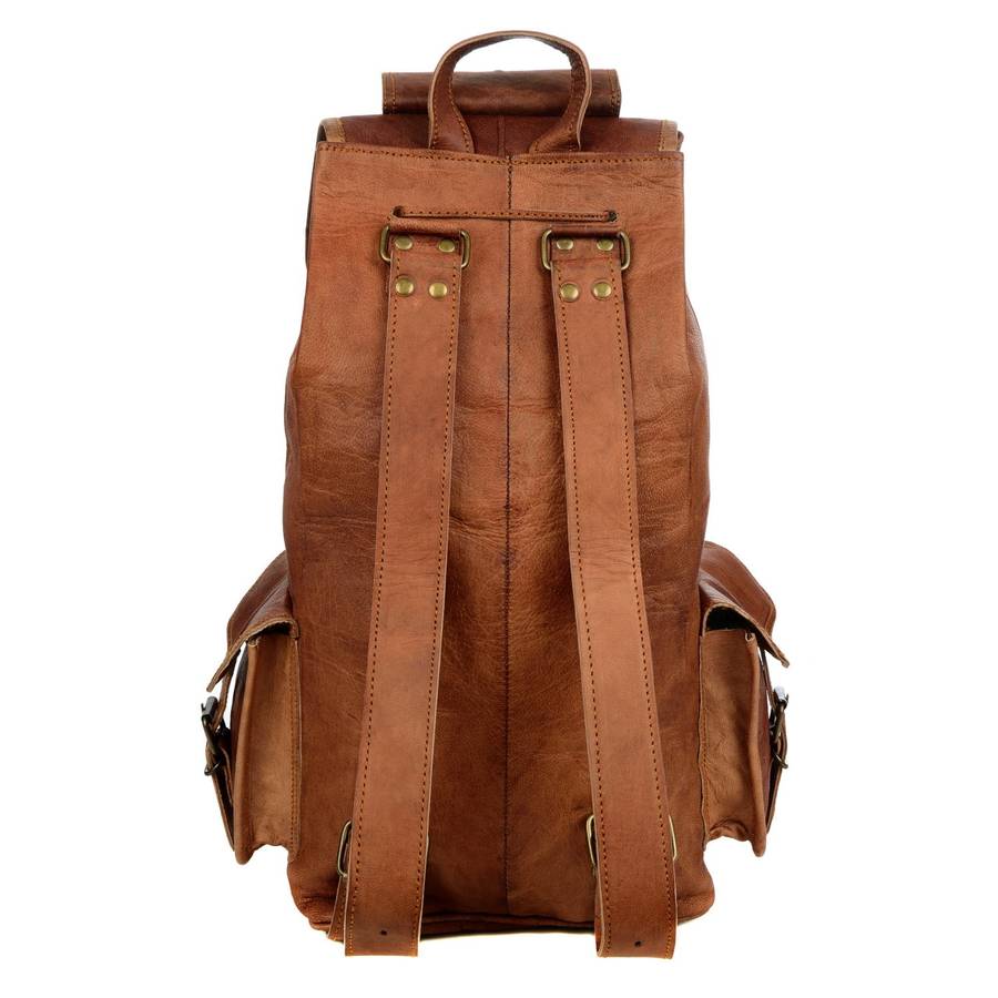 large brown leather rucksack by paper high