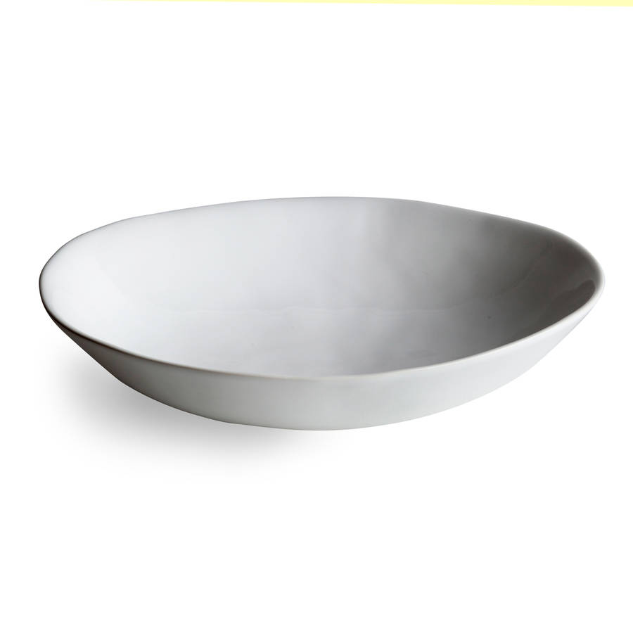 white stoneware salad or serving bowl by home address