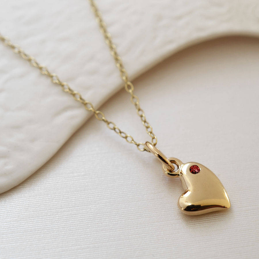 nine carat gold warm heart necklace with sapphire by lily charmed