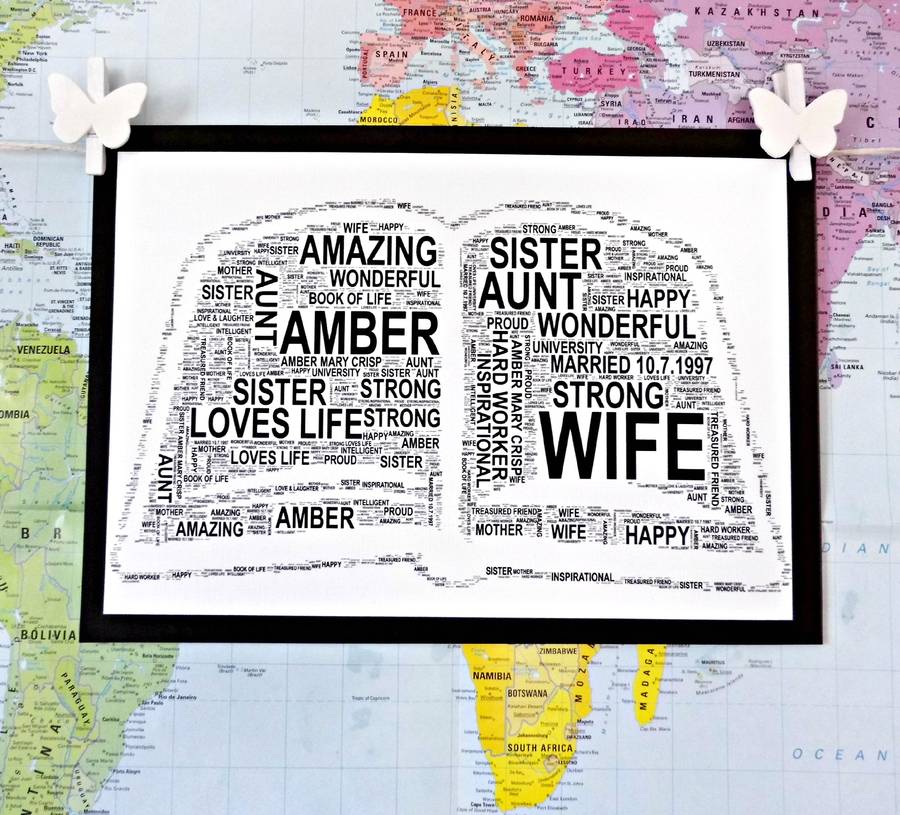 personalised open book or stack of books word art by uniquely your word art