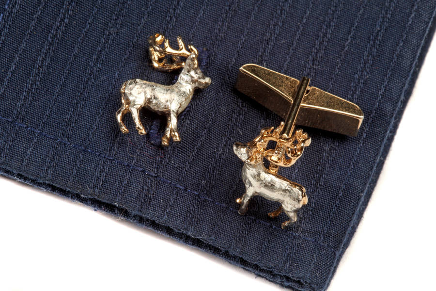 stag cufflinks in gold and silver by simon kemp jewellers
