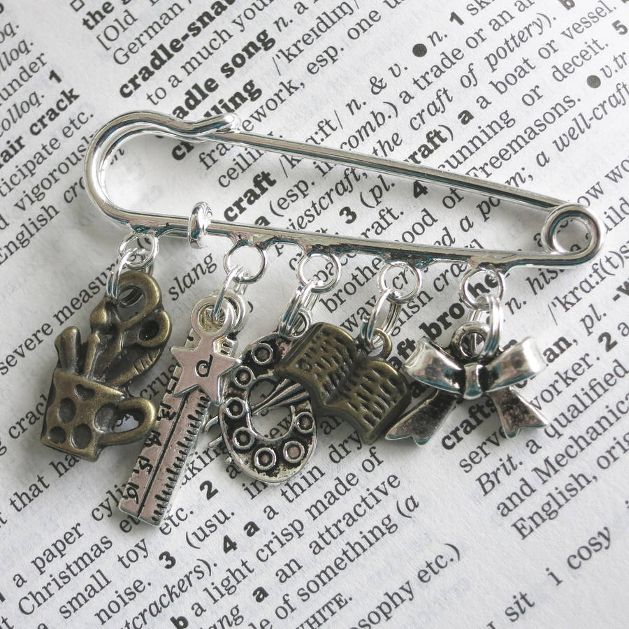 personalised craft lover's kilt pin brooch by thread squirrel