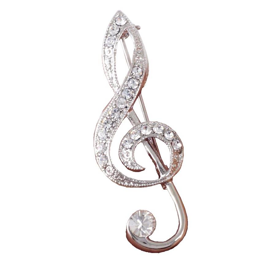 diamante treble clef musical pin brooch by diamond affair