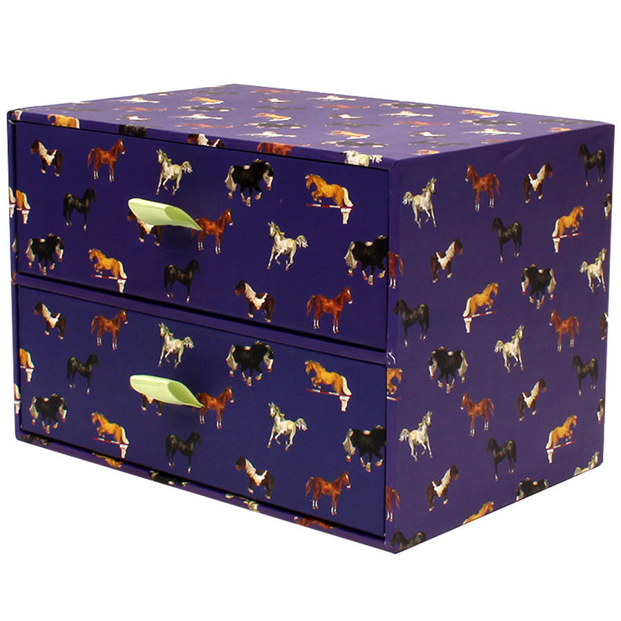 purple horses two drawer storage box by milly green