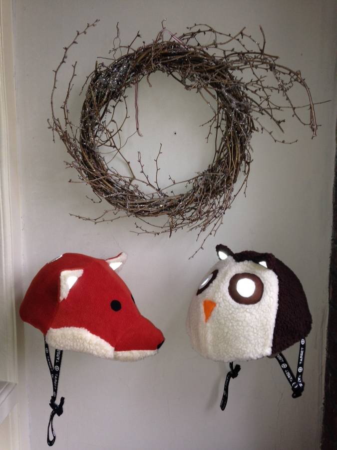 fox style hi vis riding hat cover by the happy headbangers club