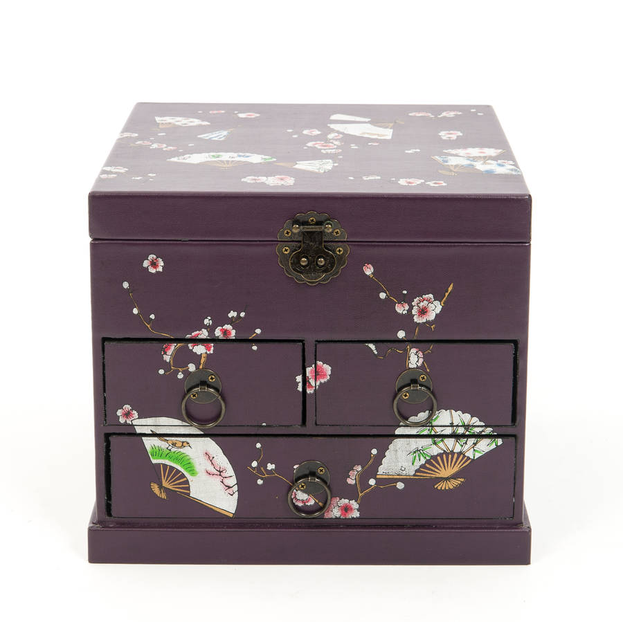 three drawer chinese purple jewellery box by orchid
