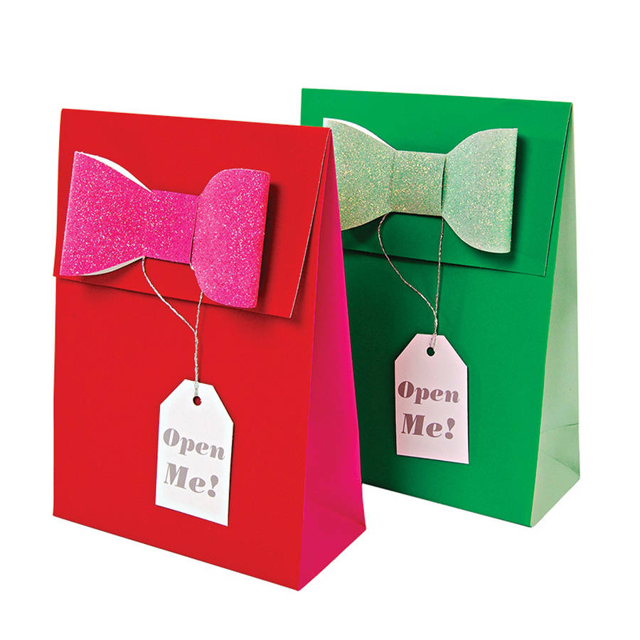 glitter bow gift bags by little lulubel