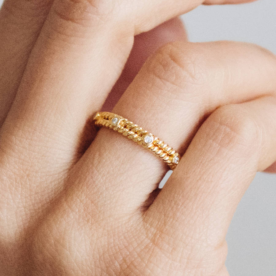braided ethical fairtrade diamond wedding ring by arabel lebrusan