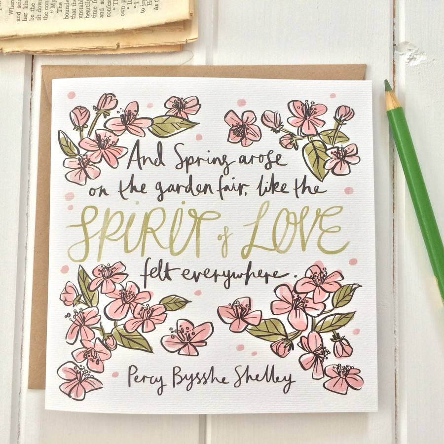 literary quote spring flowers greetings card by literary emporium