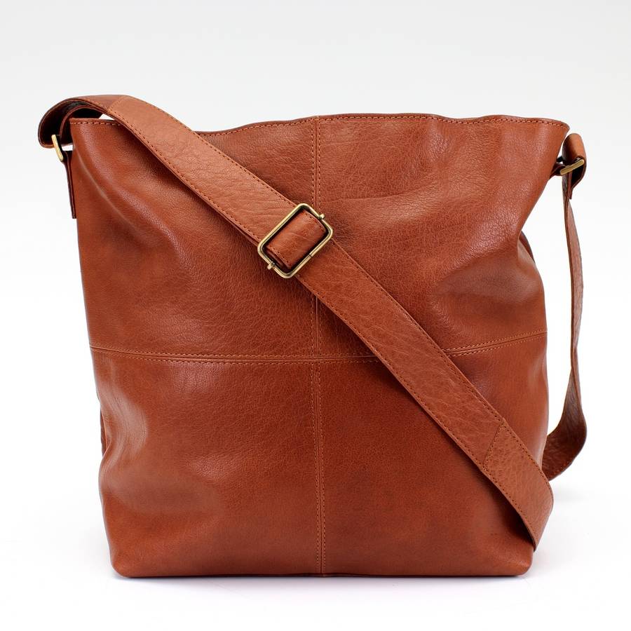 tan large leather messenger bag by the leather store | notonthehighstreet.com