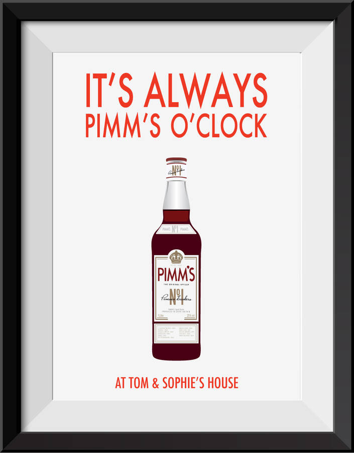 'it's always pimm's o'clock' personalised print by loveday designs