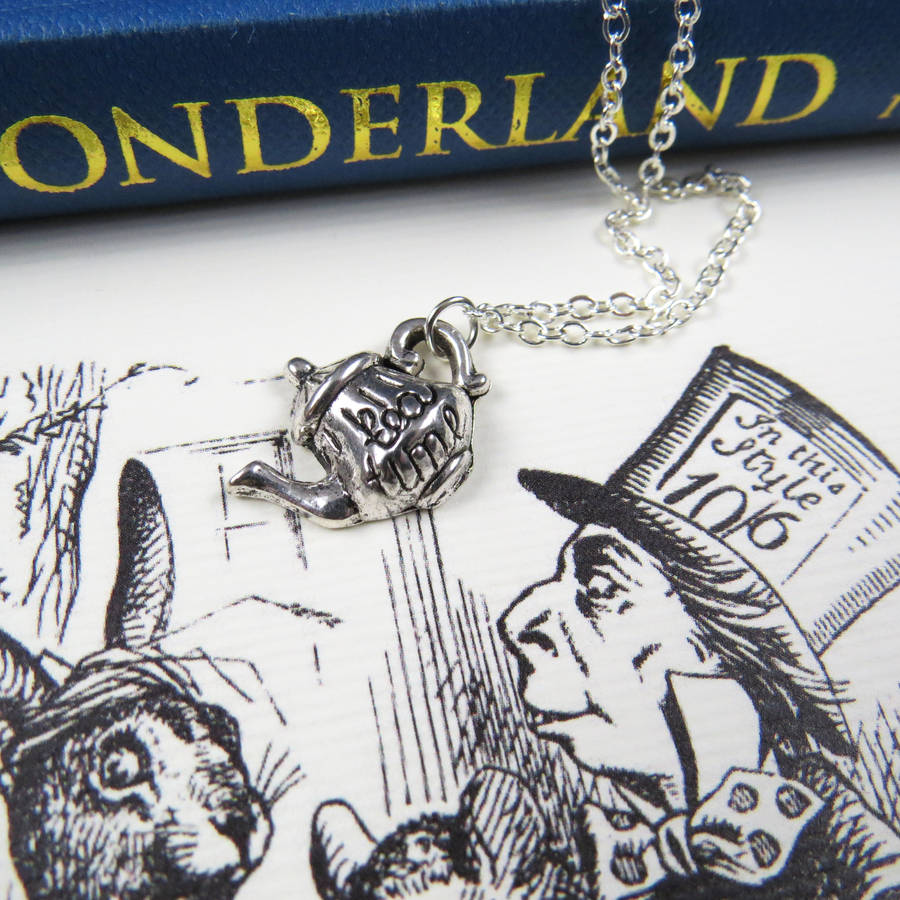 alice in wonderland teapot necklace by literary emporium
